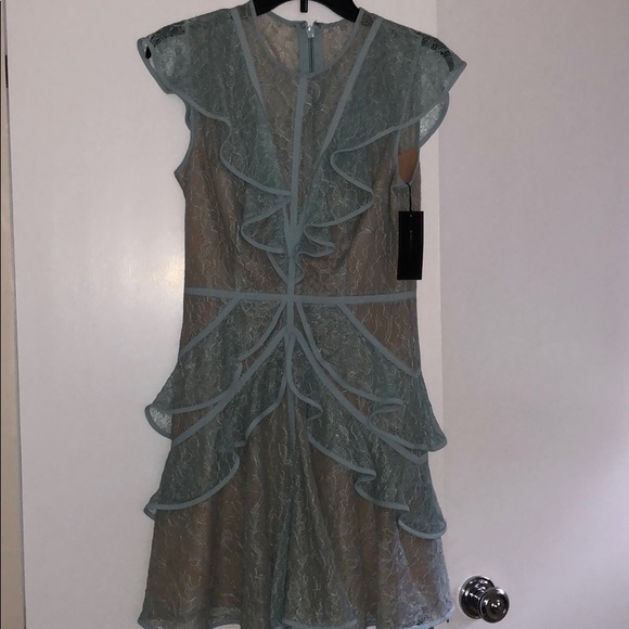 BCBG Maxazaria blue ruffle cocktail dress sz 4 - Picture 1 of 3